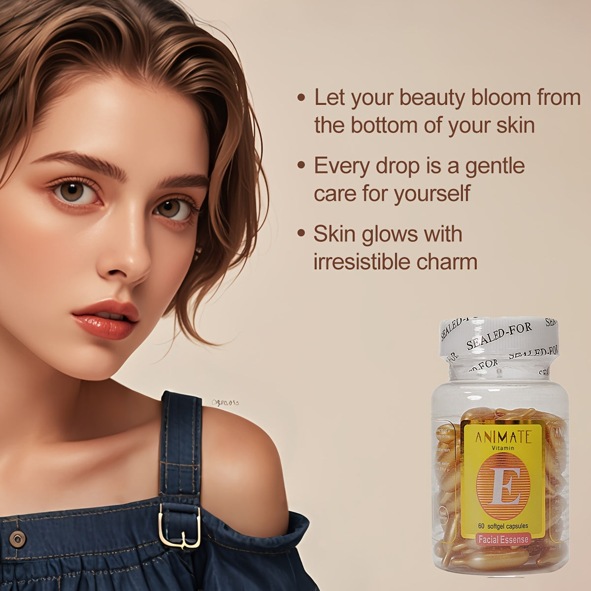 60pcs Hypoallergenic Vitamin E Glycerin Facial Moisturizer for All Skin Types