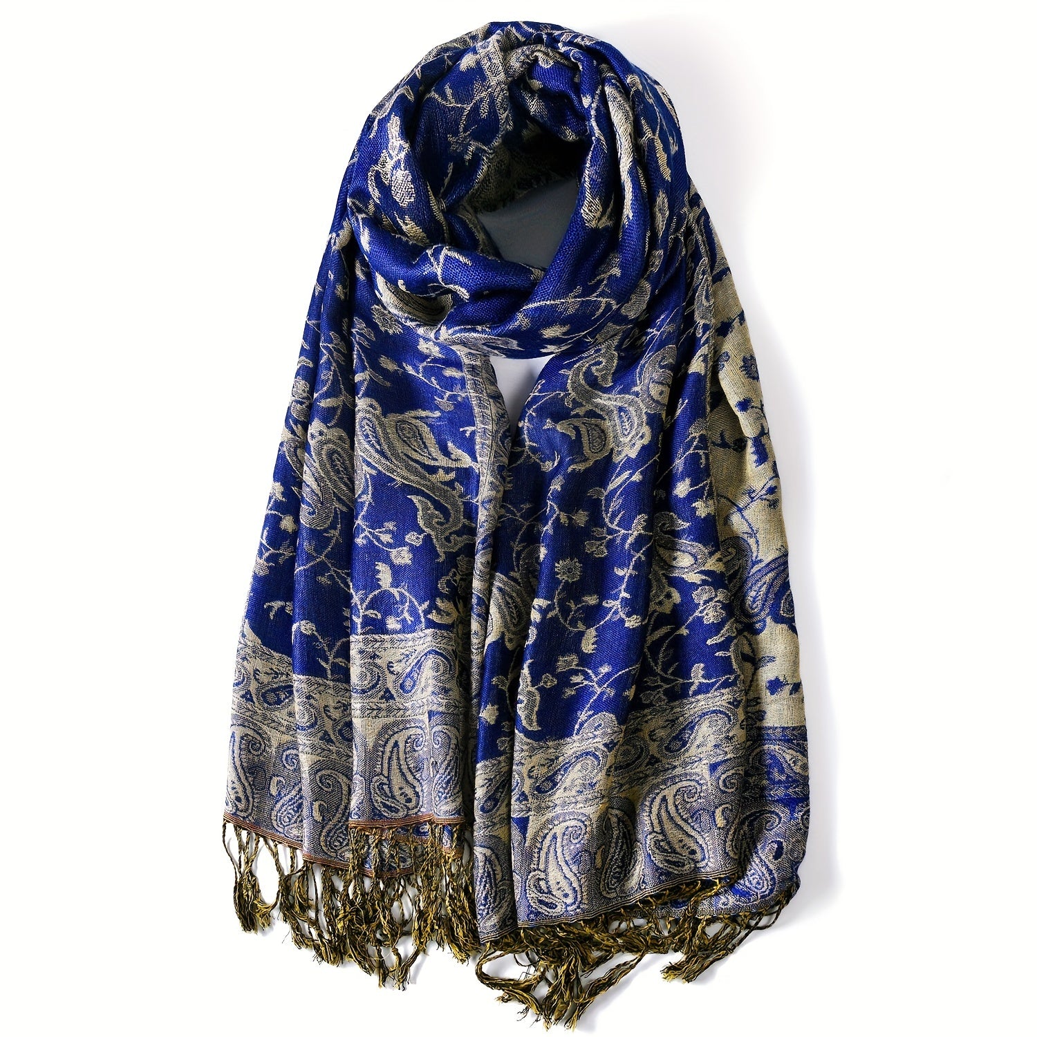 Women's Cashmere-Feel Scarf with Fringed Shawl Wraps Soft Warm and Breathable