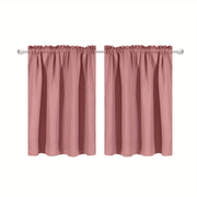 Set of 2 Waterproof Waffle Weave Half Window Curtains for Bathroom Kitchen Coffee Shop