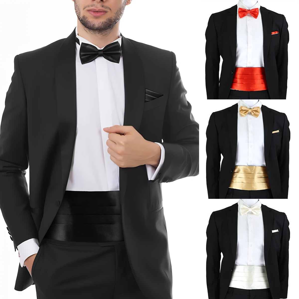 Men's Formal Wedding Attire Package Girdle Bow Tie Pocket Towel Accessories