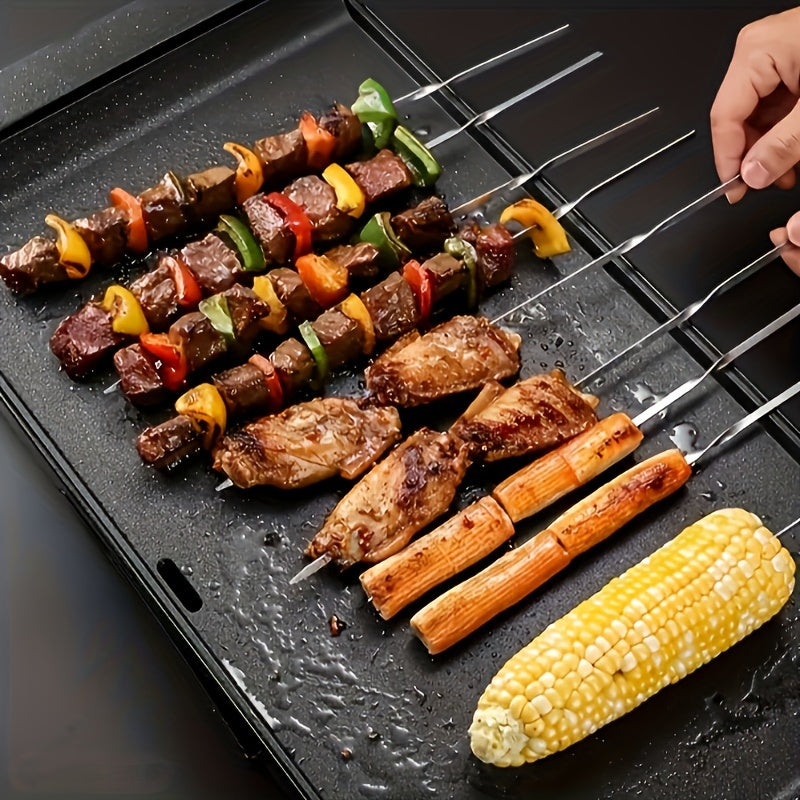 Reusable Stainless Steel BBQ Skewers for Grilling and Outdoor Cooking