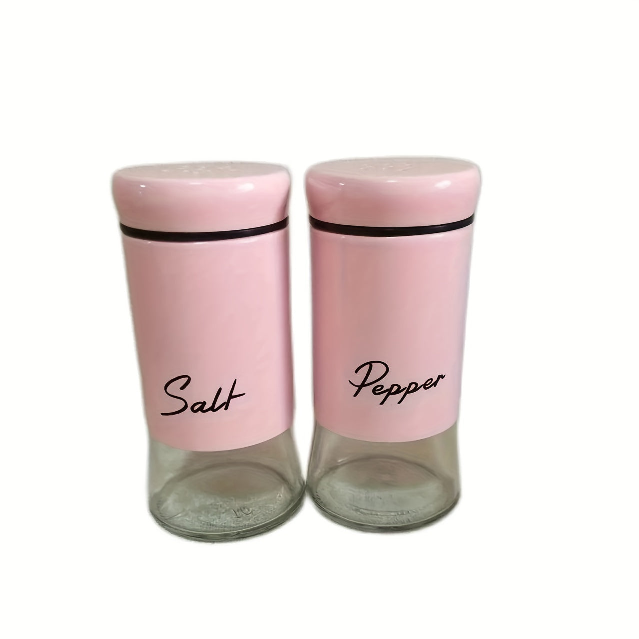 Glass Bottom Salt and Pepper Shakers Set with Stainless Steel Lids 2-Pack