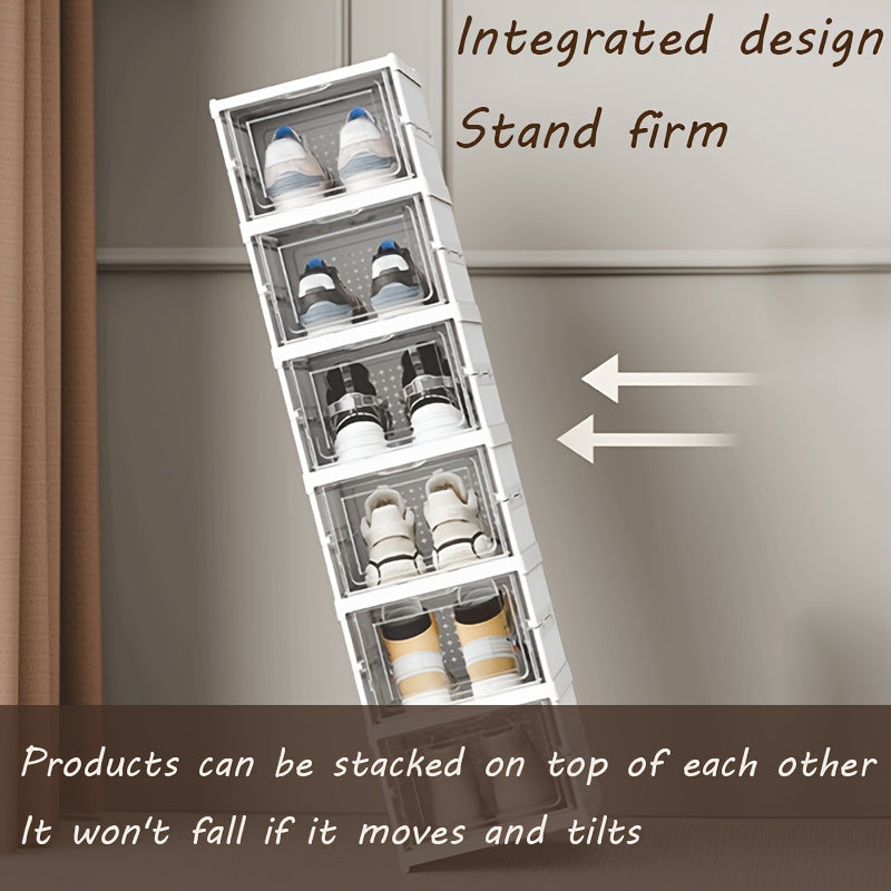 Folding Shoe Storage Box Breathable Plastic Dustproof Space-Saving Large Capacity