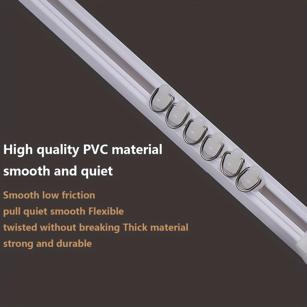 Drill-Free Curtain Track with Strong Adhesive and Silent Sliding for Bathrooms and Dorms