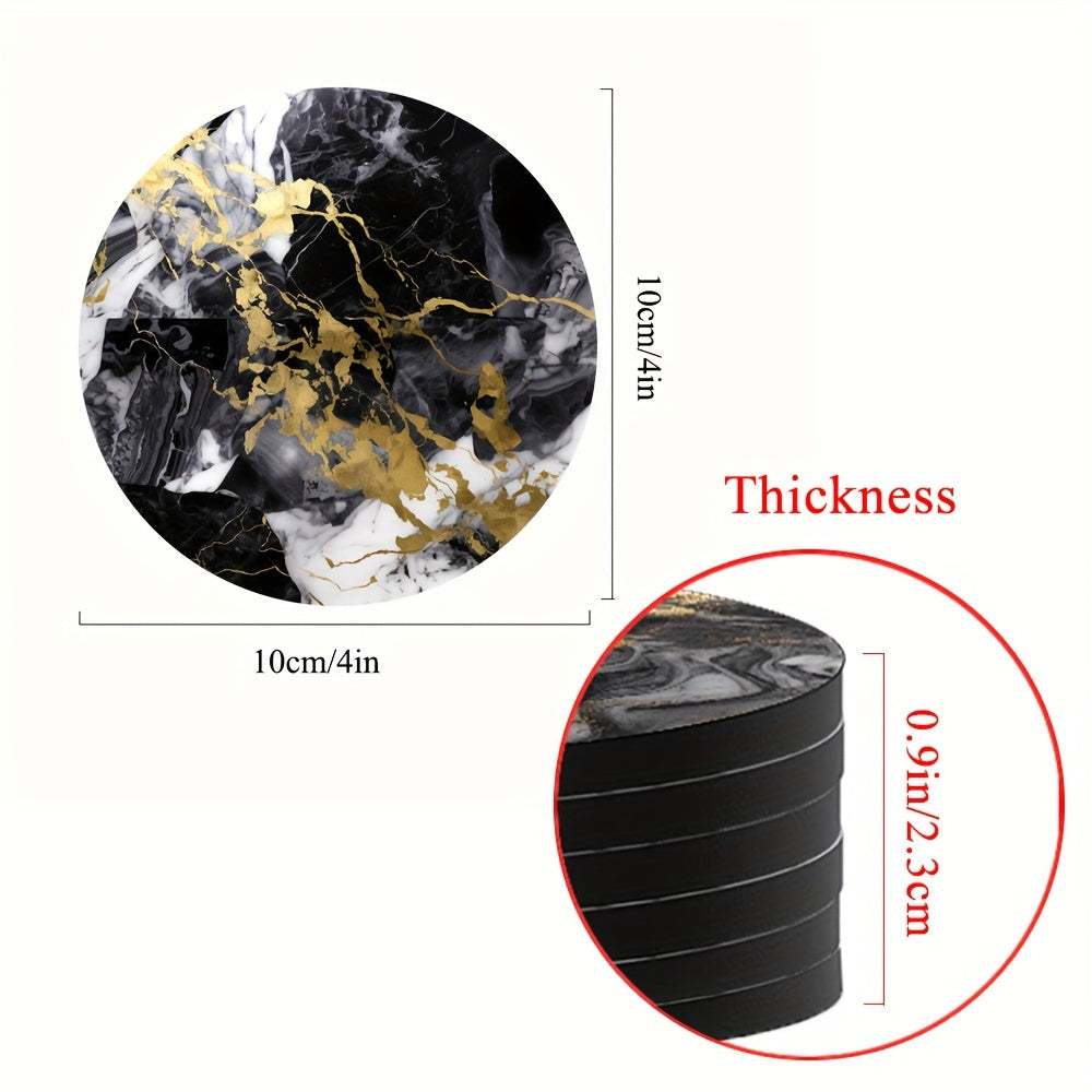 Set de posavasos redondos con patrón de mármol, aislamiento térmico, antideslizantes, lavables, decoración de cocina y coche