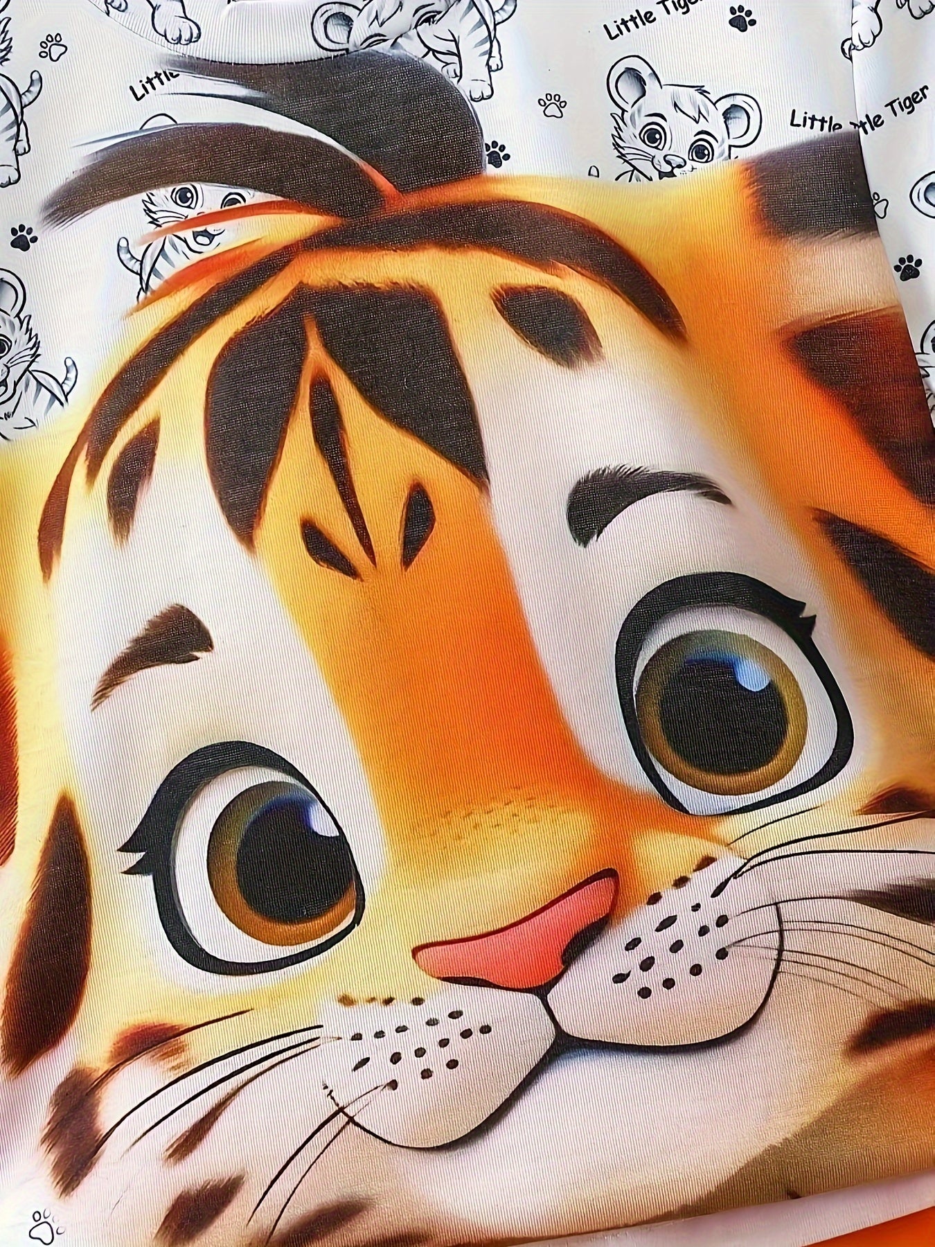 Boys Tiger Print Casual Outfit Set Short Sleeve T-Shirt and Shorts Summer Kids Clothing