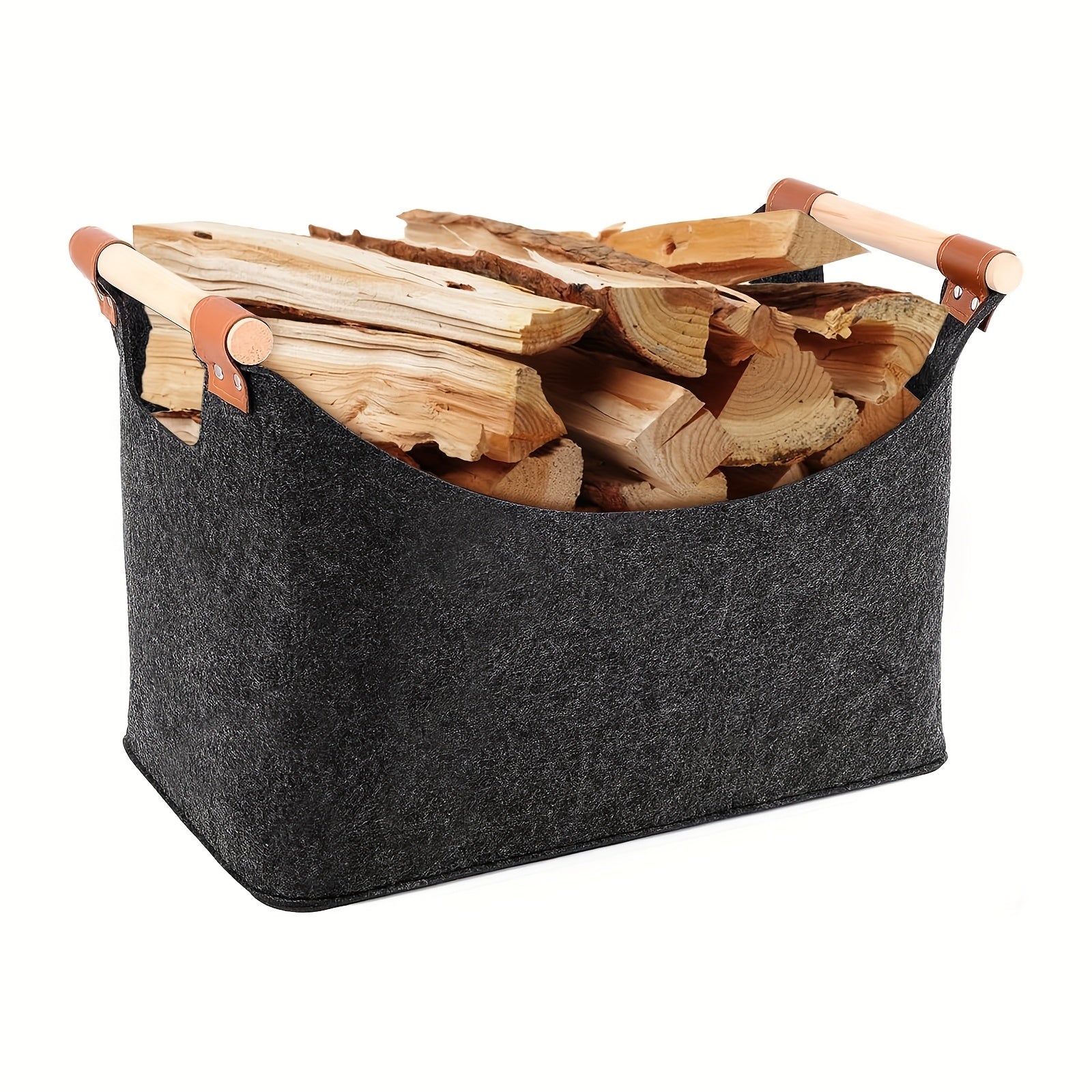 Large Capacity Firewood Carrier with Handles for Indoor Storage of Firewood Toys and Clothes