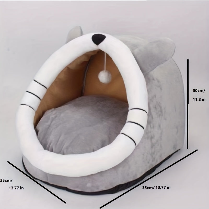 Frog-Shaped Cat Bed Cozy Memory Foam Non-Skid Polyester for Cats