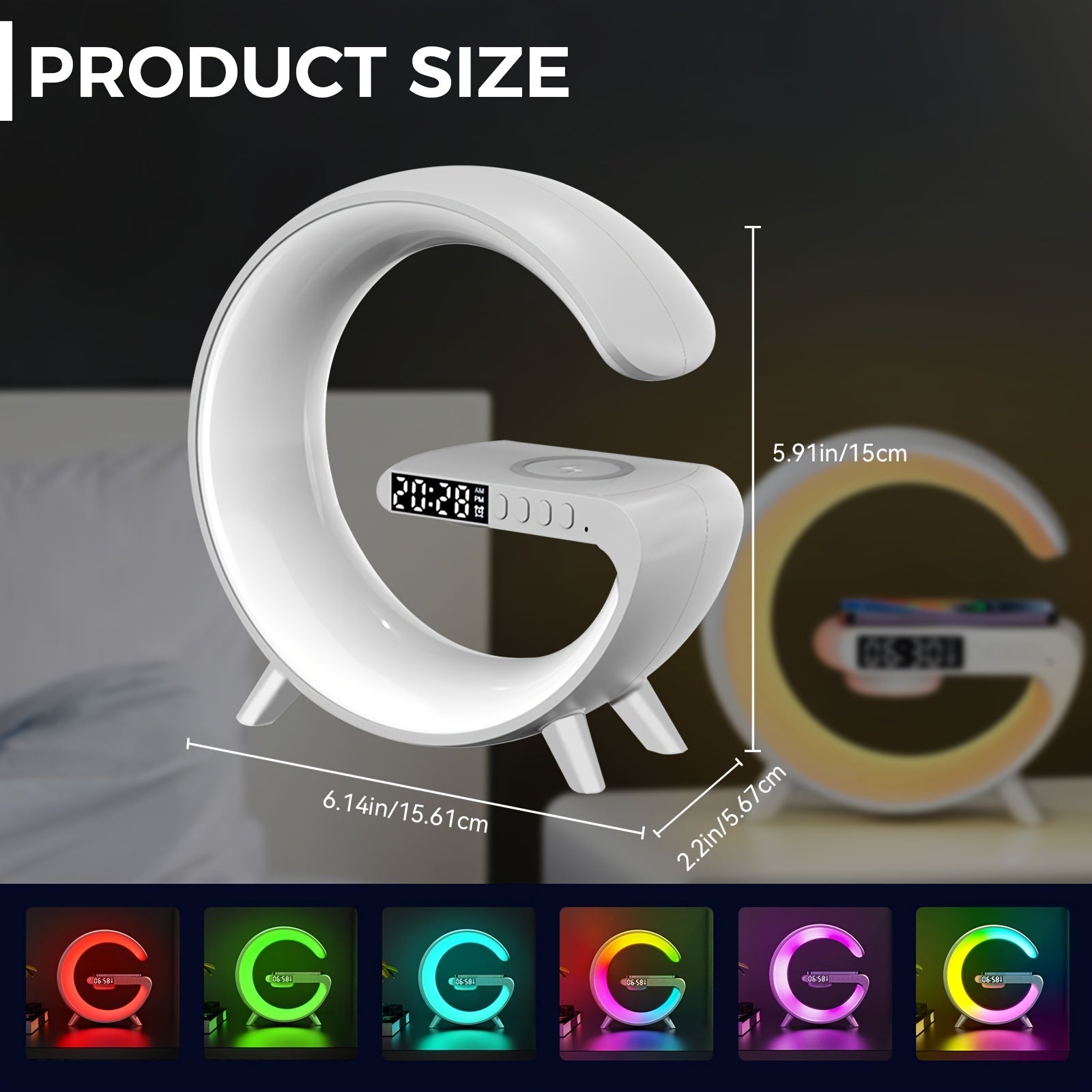 Smart LED Table Lamp with Wireless Charging and Hi-Res Audio Night Light Smart Light for Indoor Use