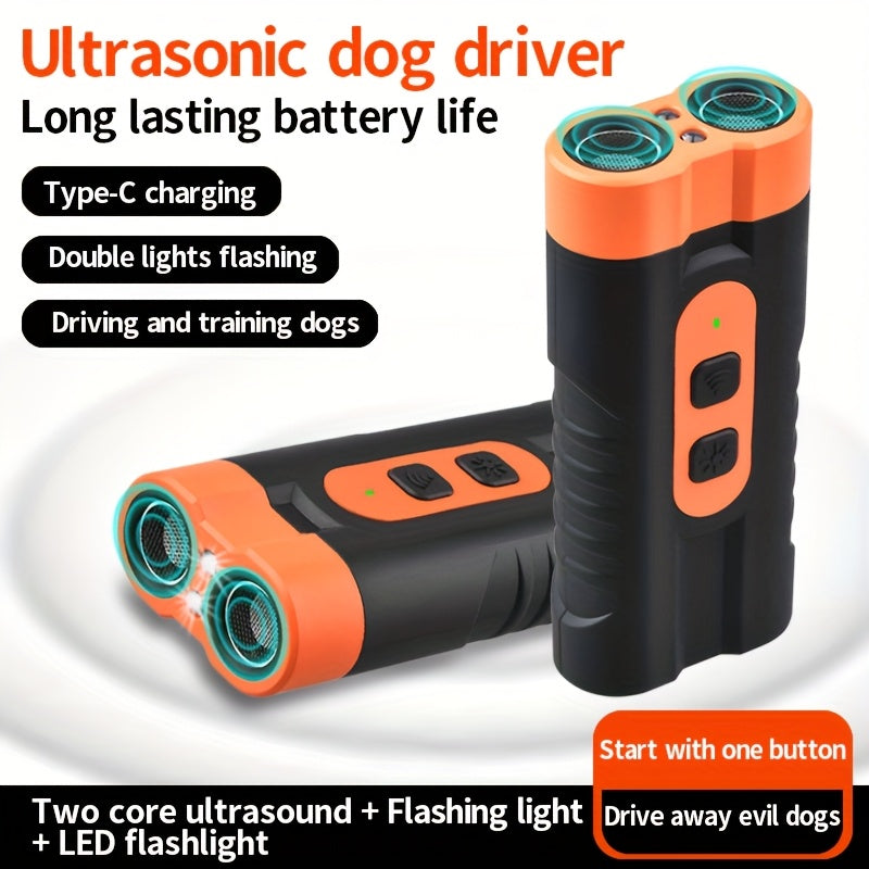 Dual-Head Ultrasonic Dog Repeller Long-Range Bark Control Scare Device