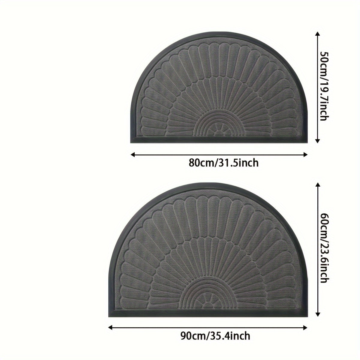 Half Circle Polyester Doormat for Indoor Outdoor Entryways Balcony Patio Garage Office