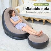 Portable Outdoor Inflatable Lounge Chair with Footrest PVC Comfortable Relaxing Seat