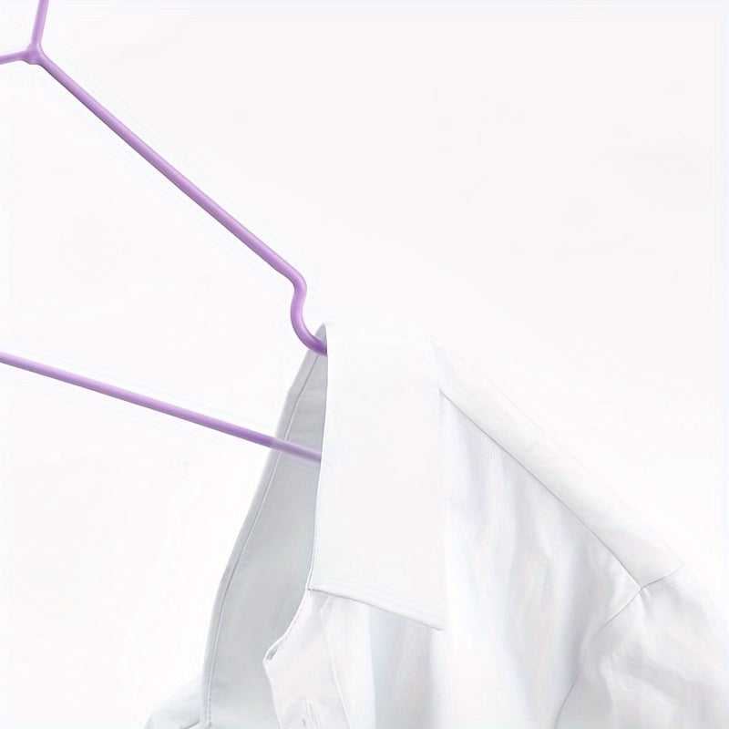 Set of 10 Metal Hangers with Grooved Non-Slip Design for Closet and Wardrobe Storage