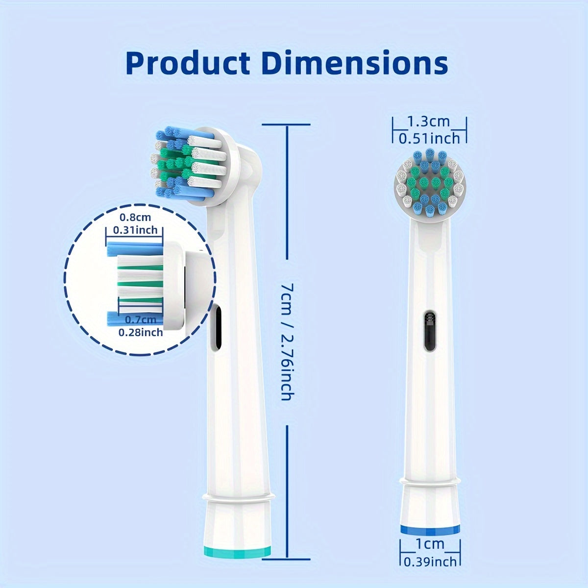 Elektrik tish tozalash uchun kattalar uchun almashtirish cho'tka boshliqlari, aylanma vibratsiya, 8-20 ta paket