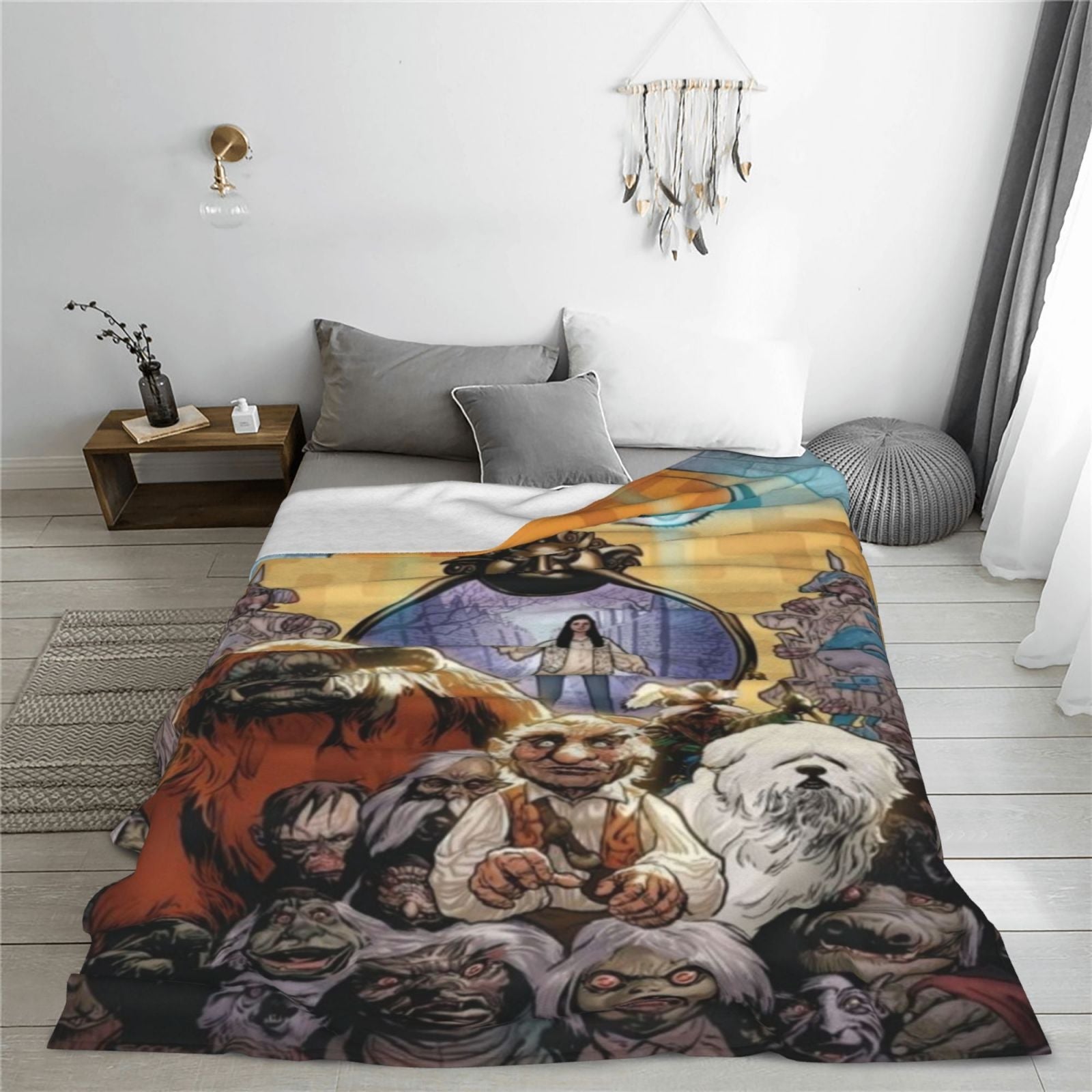 Labyrinth Flannel Throw Blanket Soft Plush Digital Print All-Season 250-300gsm