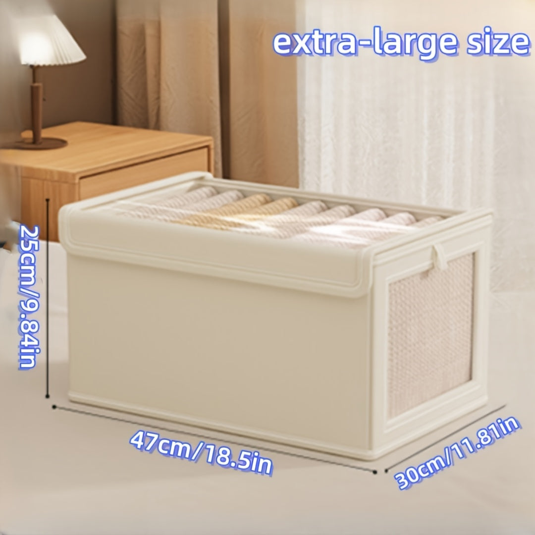 Увеличенная коробка для хранения из холста с прозрачным окном, складывающаяся, для одежды, домашнего использования