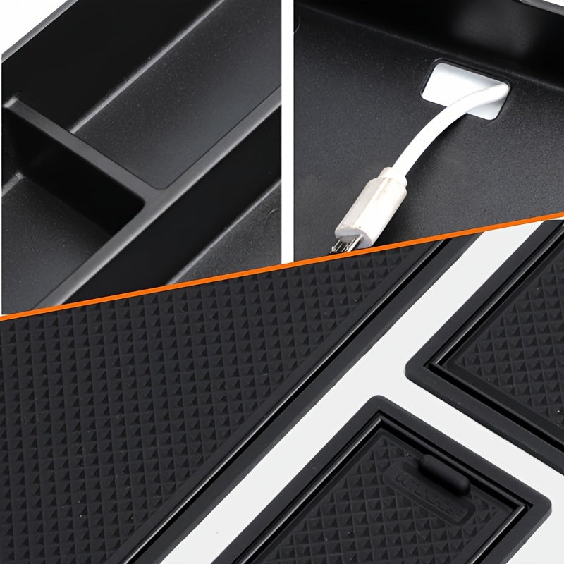 Car Storage Box Durable PC Material Central Console Organizer Spacious Compartments