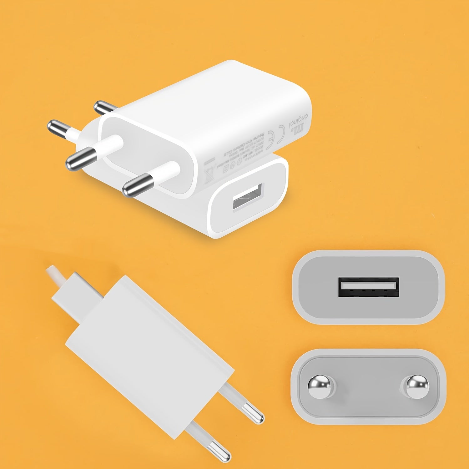 Set of Four White 5V 1A USB Wall Chargers for Mobile Phones and Devices