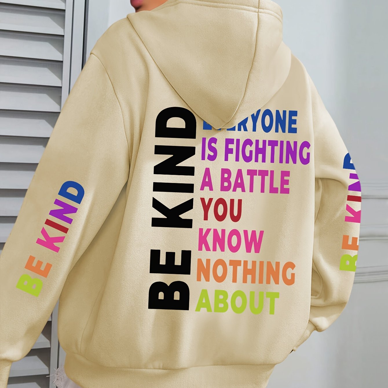 Women’s Knit Hoodie with Alphabet Pattern Casual Fall Winter Big Size