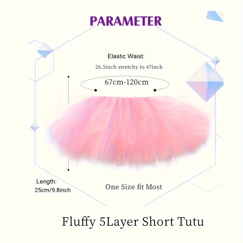 Bu Fluffy 80s Tutu yubkasi bilan partiyaga tayyorlaning! Ayollar va o'smirlar uchun mukammal bo'lgan, bu elastik bel yubkasi ultra-pufak ko'rinish uchun 5 qatlam tullega ega. Halloween, kostyum partiyalari va Rojdestvo kabi bayram tadbirlari uchun ideal.