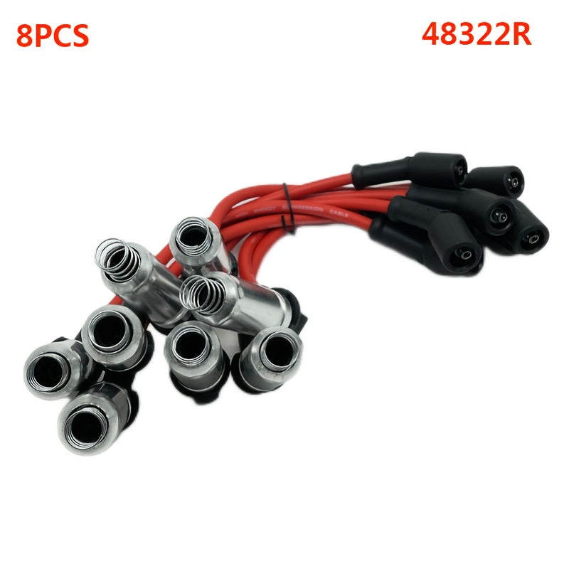 8pcs Spark Plug Wire Kit for Car, Durable Silicone Neon Colors