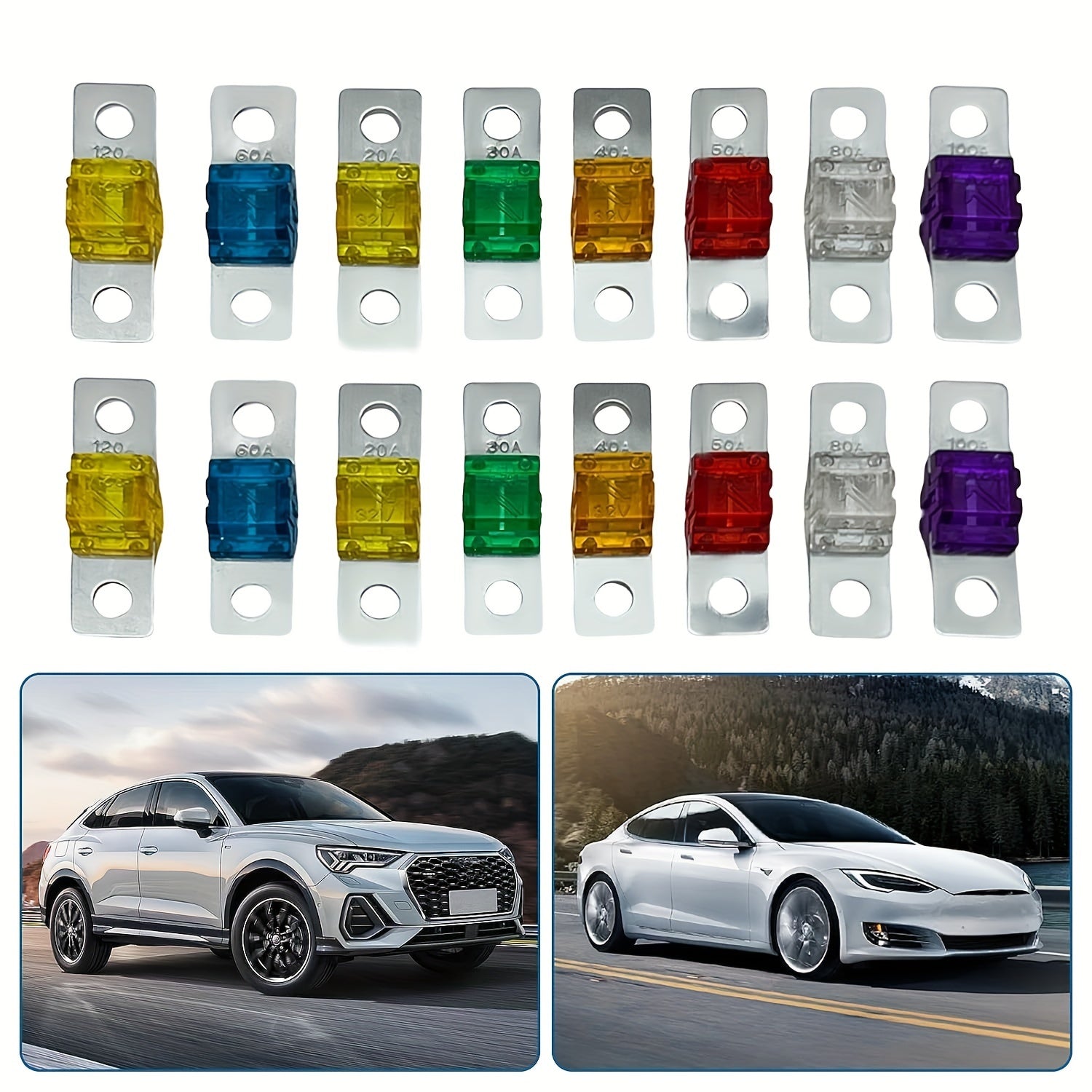 Комплект из 16 высокотоковых автомобильных предохранителей 32V 20-120А для автомобилей и грузовиков