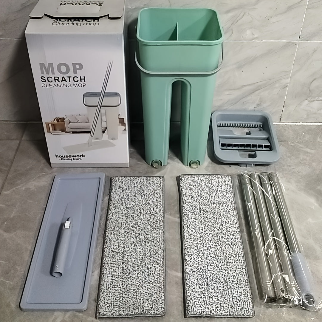 Ushbu tekis mopu qo'llaringizni ishlatmasdan oson siqish uchun maxsus ishlab chiqilgan. U chelak tizimi va nam va quruq tozalash uchun ikkita yuviladigan mikro tolali mop bilan birga keladi, bu esa uni uyda turli joylarni tozalash uchun mukammal qiladi.