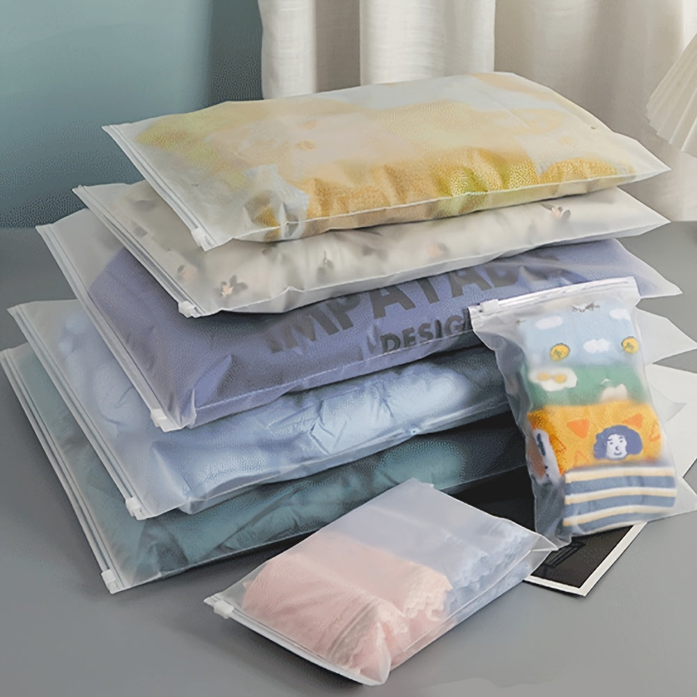 30 ta Frosted Travel Storage Bags to'plami kiyimlar, poyabzal va makiyaj uchun, zip yopish va muhrlash