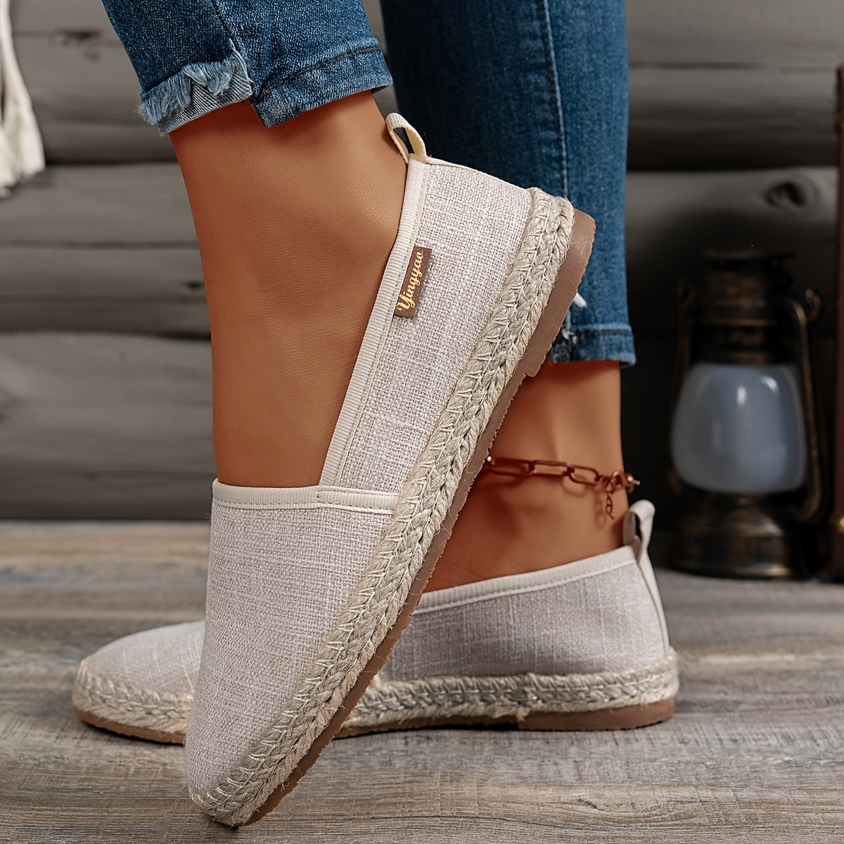 Ayollar uchun qattiq paxta ipli tekis poyabzal yengil va qulay, tez kiyinadigan, kundalik foydalanish uchun