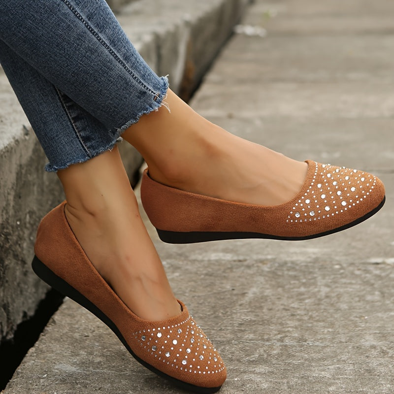 Women's Rhinestone Decorated Casual Round Toe Shoes