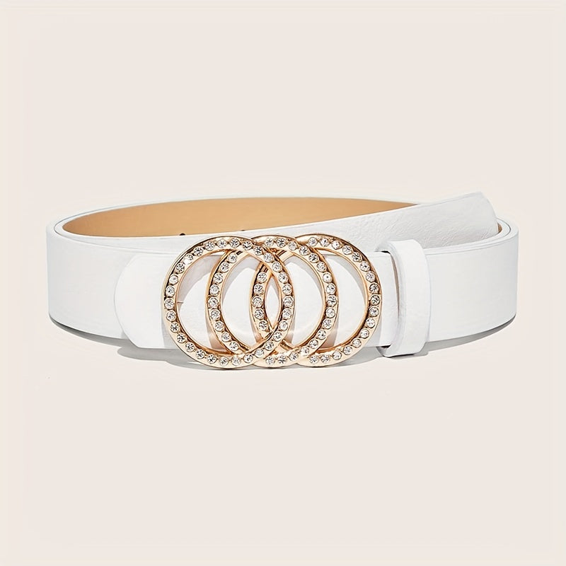 Набор из 2 ремней с камнями-стразами для женщин, черные и белые, стильные аксессуары для джинсов и платьев