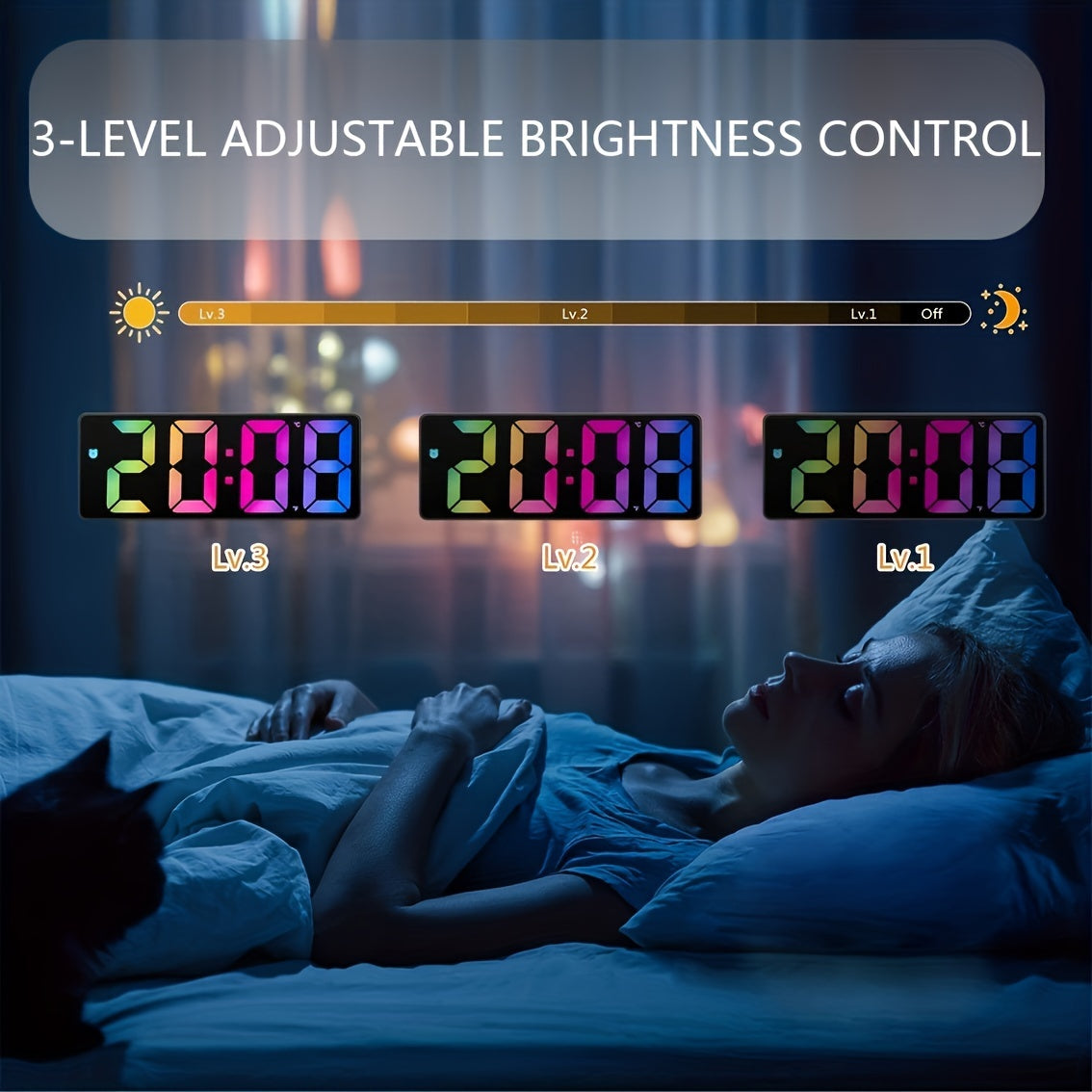 Digital Alarm Clock with Temperature Display and Adjustable Brightness for Bedroom and Home Office