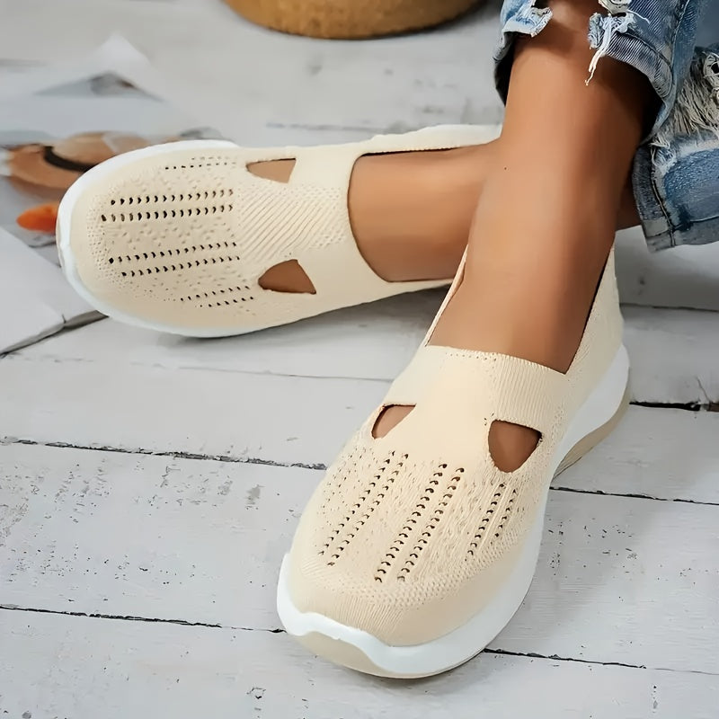 Women's Slip-On Ballet Flats Breathable Knit Casual Shoes