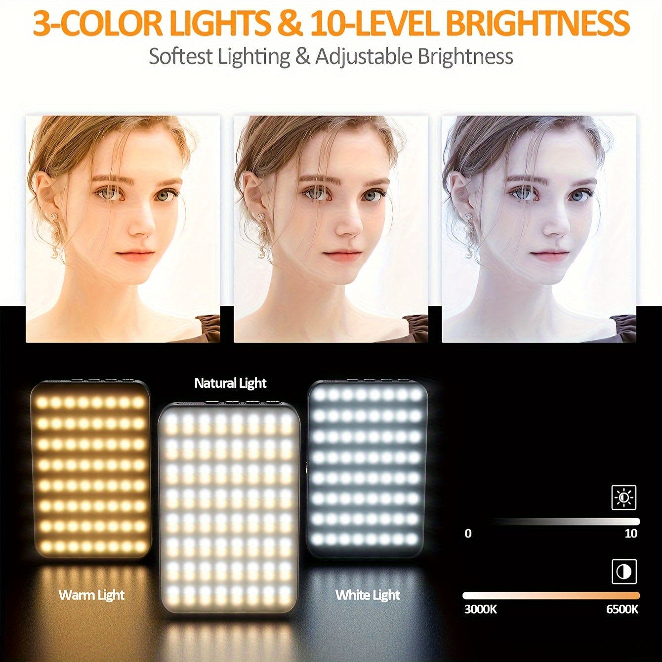 Rechargeable LED Ring Light with Magnetic Attachment and 3 Light Modes for Smartphone Photography and Video Conferencing