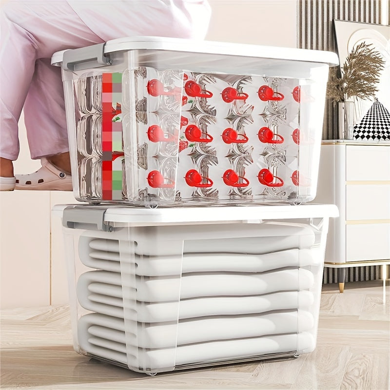 Juego de 3 cajas de almacenamiento de plástico con tapas, organizadores apilables para dormitorio, baño y coche