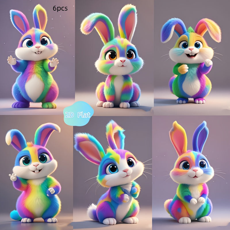 Juego de 6 adornos de acrílico de conejitos de Pascua coloridos para decoraciones de primavera