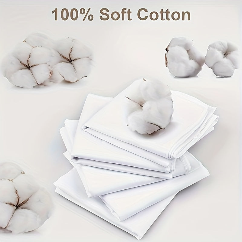 Set of 12 White Striped Handkerchiefs Large Size Polyester Woven Fitted