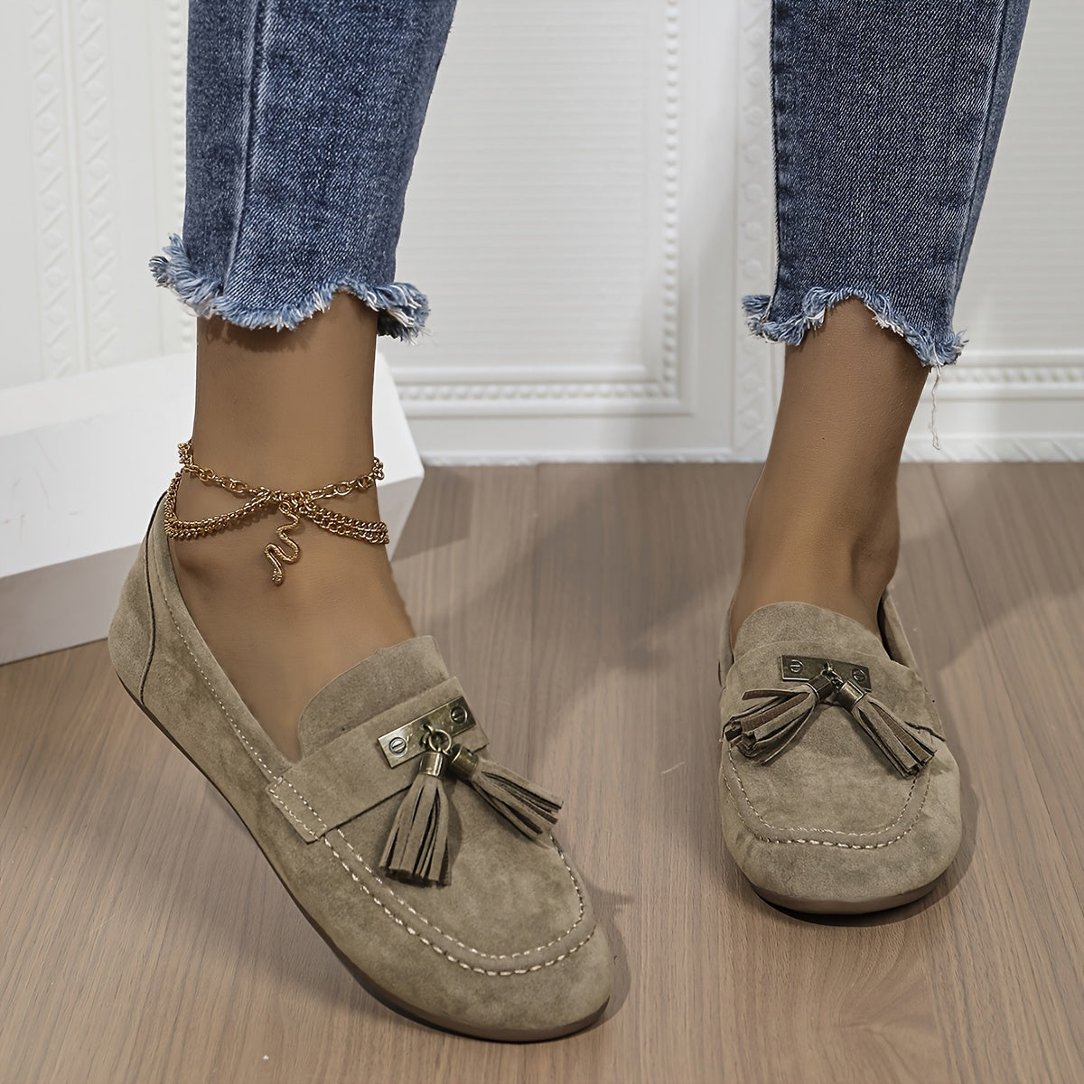 Women’s Retro Flat Loafers with Bow, Breathable Fabric, Soft Sole