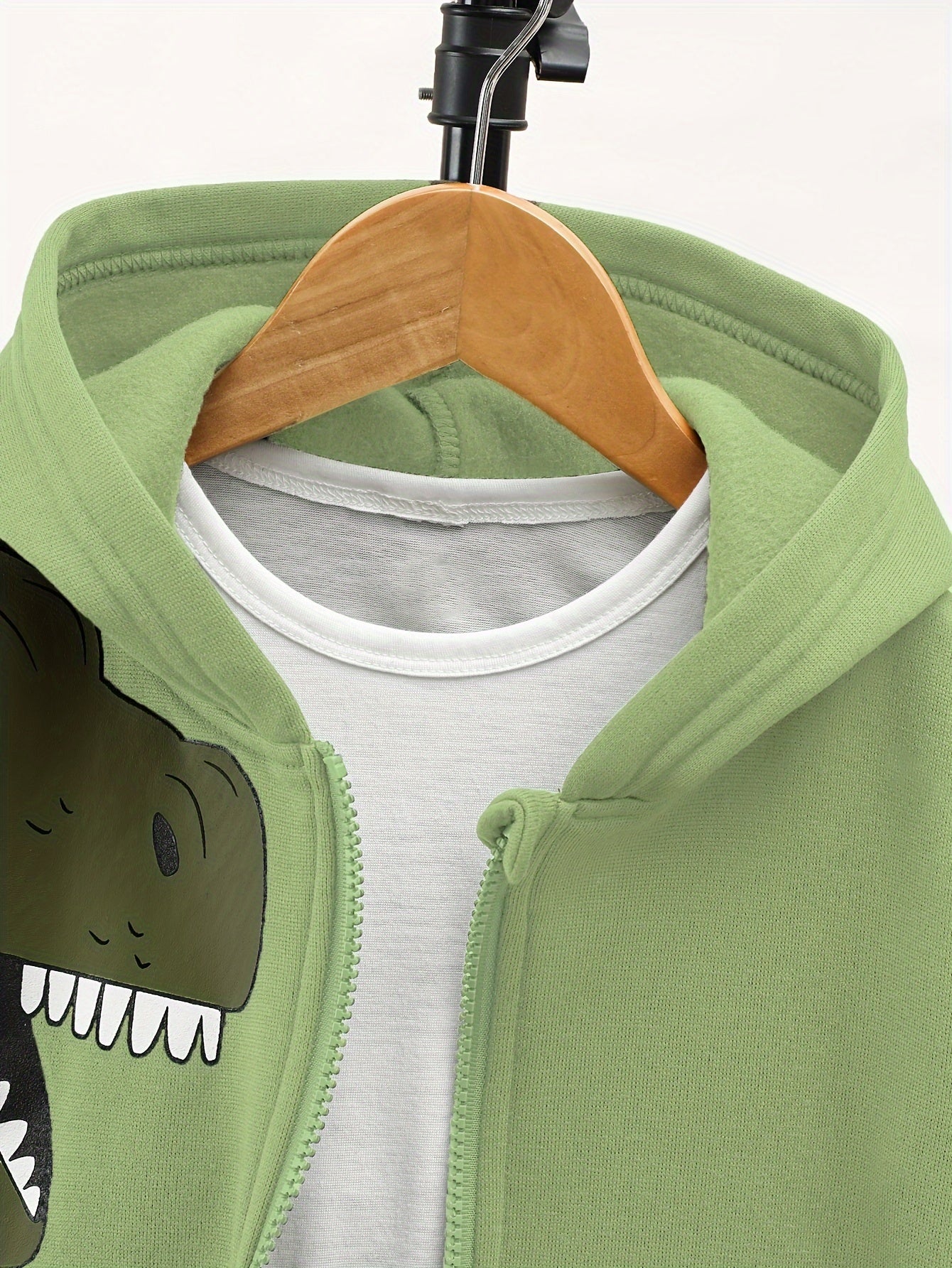 Boys' Dinosaur Print Hoodie and Jogger Set - Cozy Polyester Fall Winter Kids