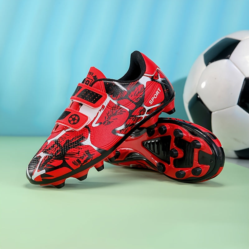 Kids' All-Weather Soccer Cleats for Boys and Girls with Long Studs Non-Slip Breathable Low-Top
