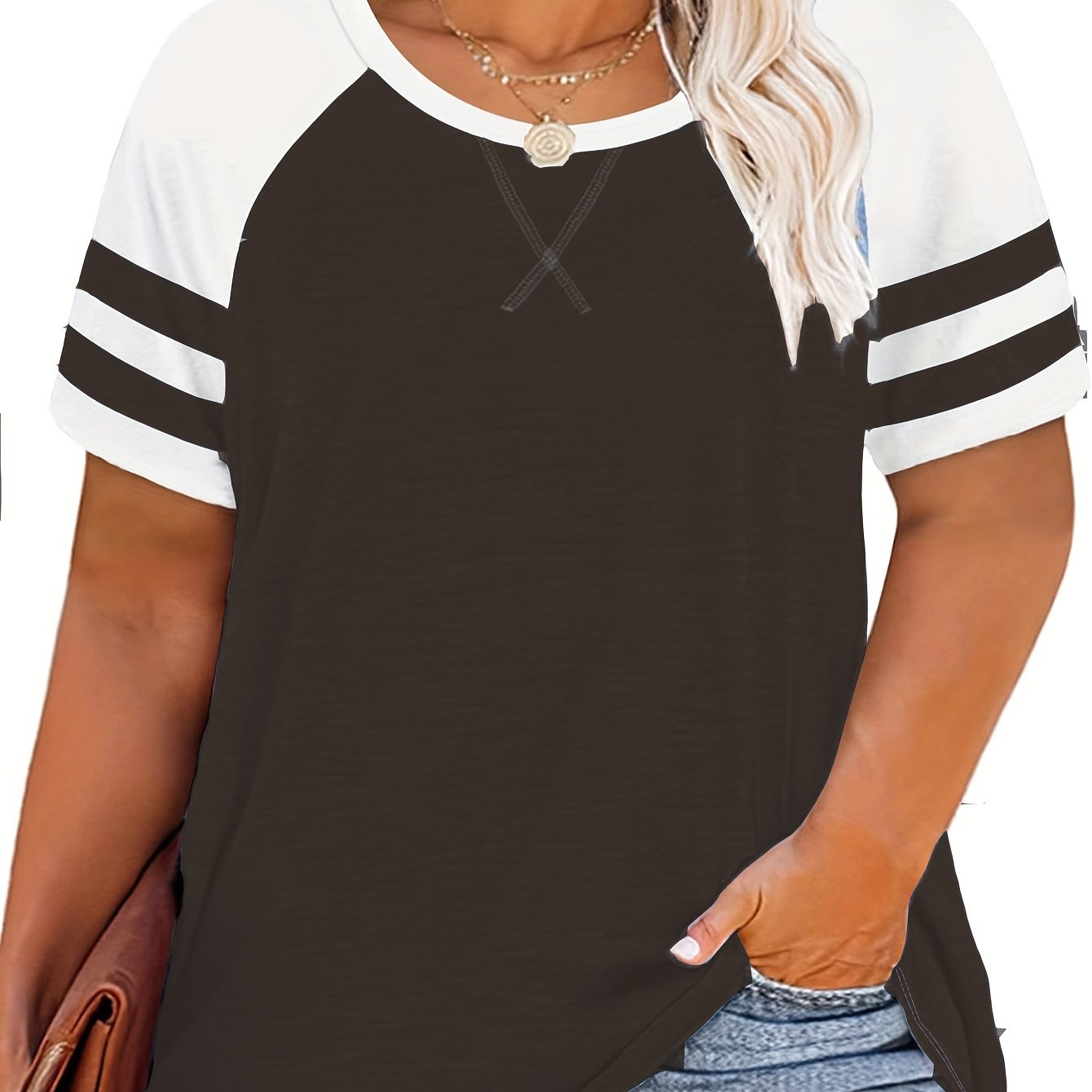 Plus-Size Women Casual Summer Sleeveless Top Light Pink White Stripes