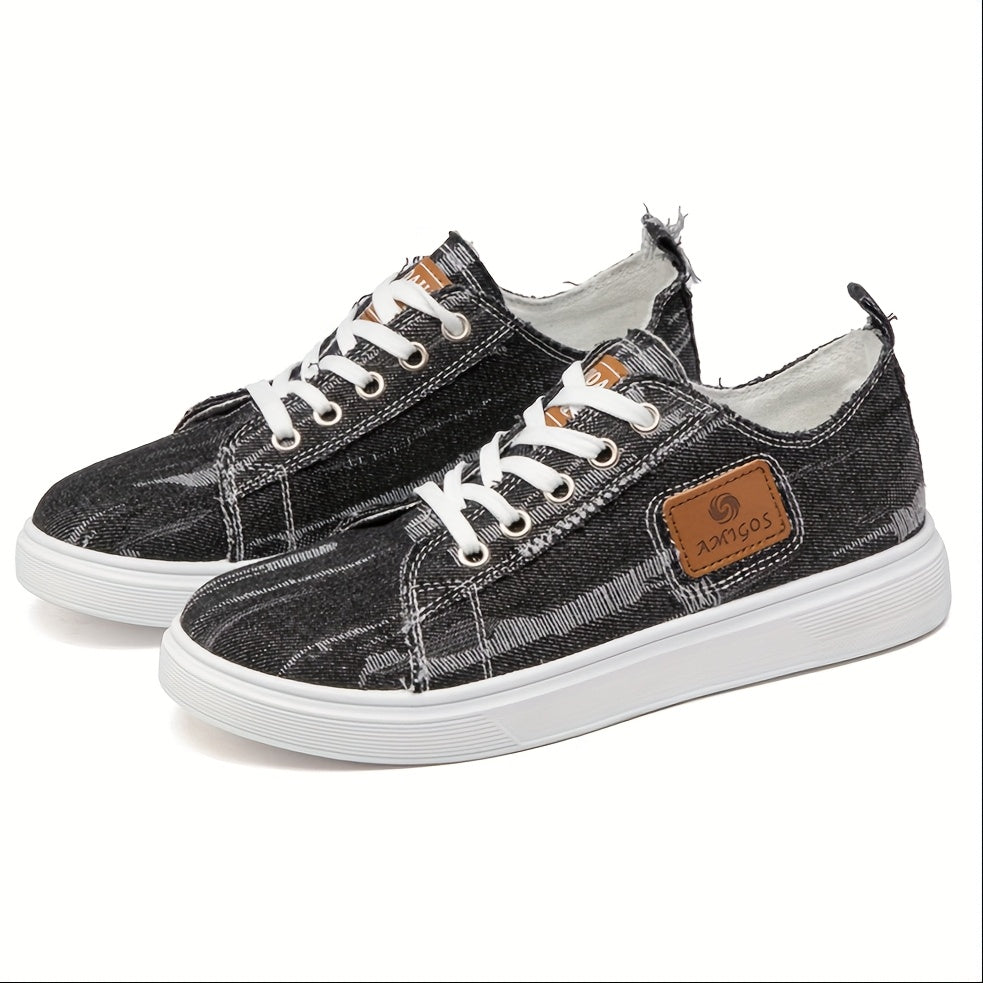 Women’s White Brown Low-Top Sneakers Breathable Casual Shoes