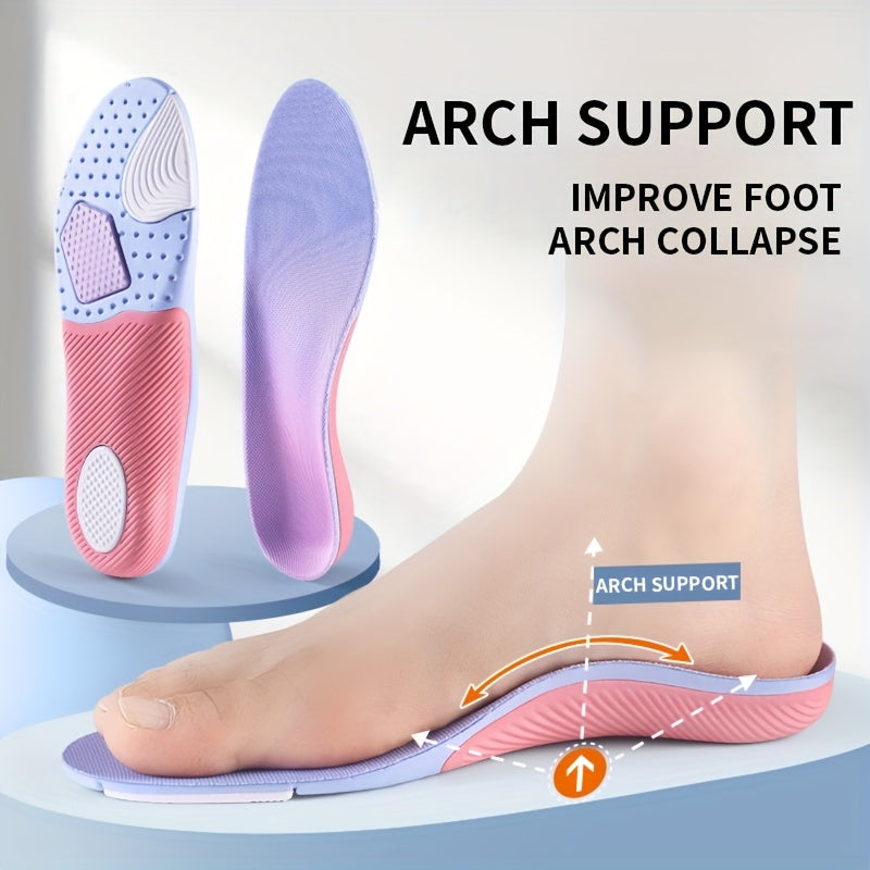 Women’s 4D Soft Sports Shoe Insoles with Arch Support Pink Purple Breathable
