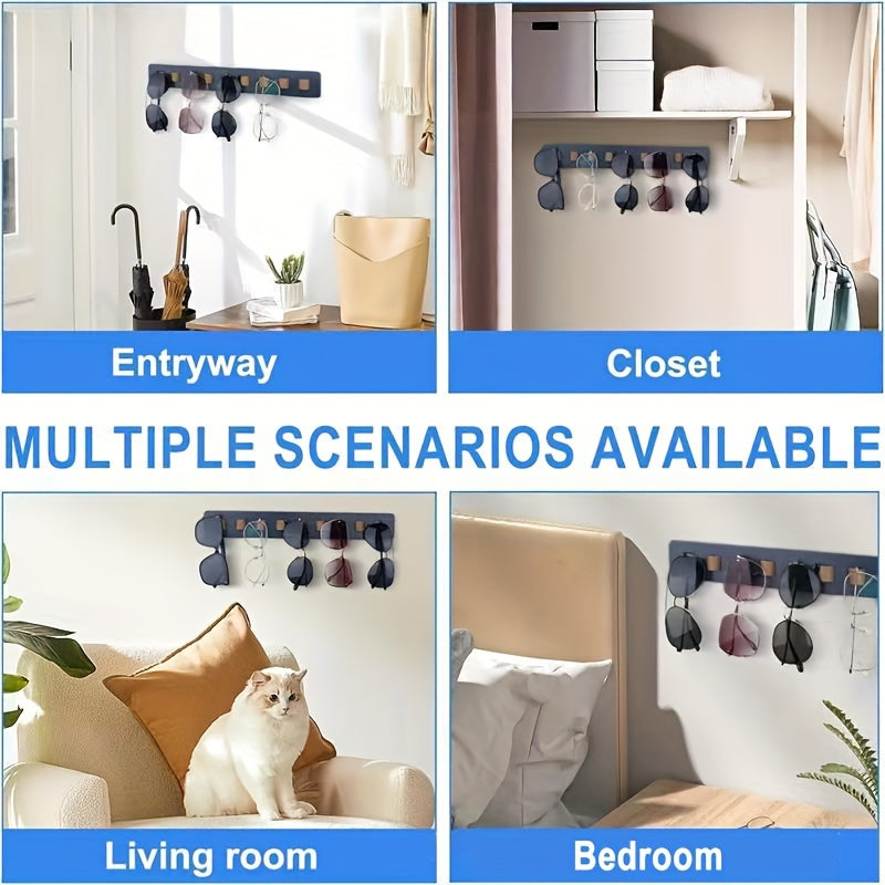 Wooden Wall-Mounted Glass Organizer Rack for Kitchen Storage