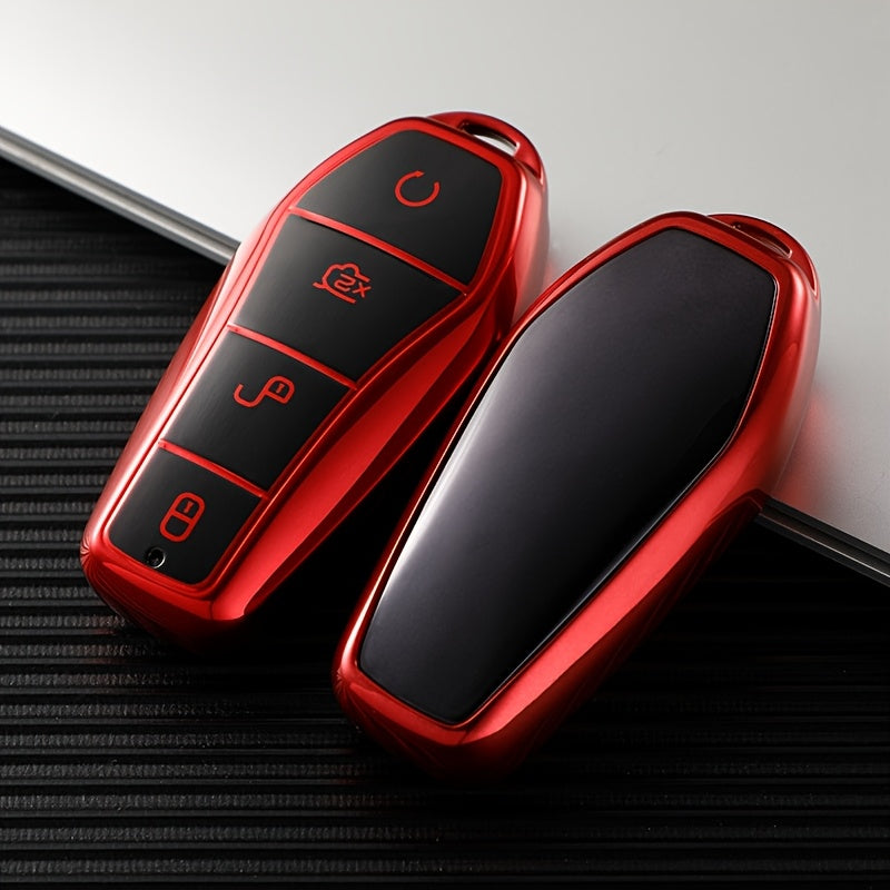 Universal Car Remote Key Fob Cover TPU Shell for EVs 4 Buttons Black