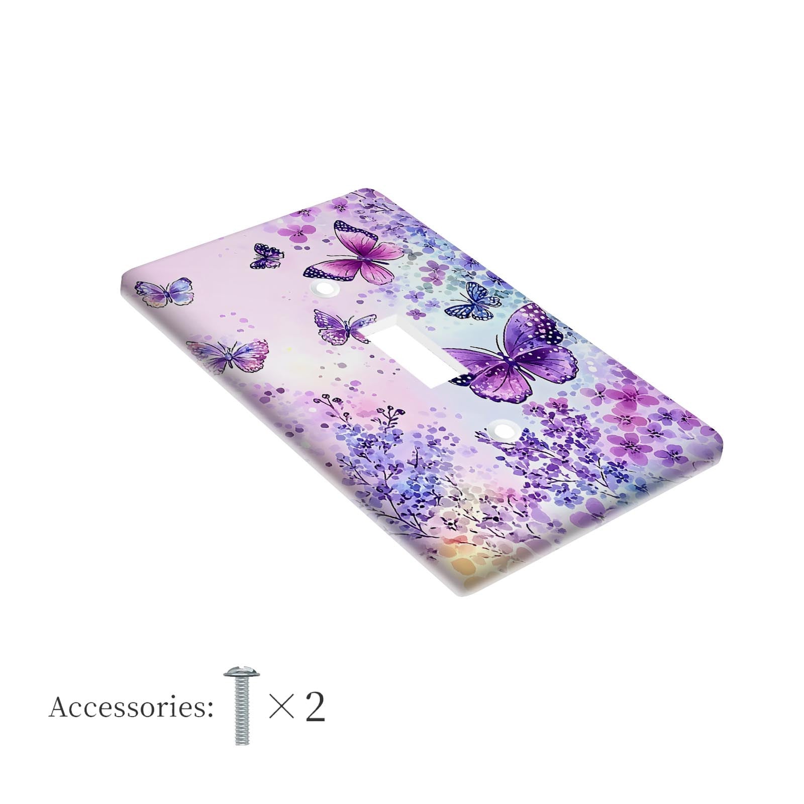 Purple Butterfly Light Switch Cover Plate for Bedroom Bathroom Kitchen 1 or 2 Gang