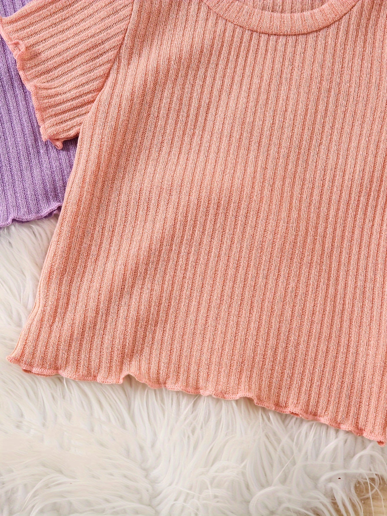 Детские летние футболки с коротким рукавом из рибаны однотонные, упаковка из 4