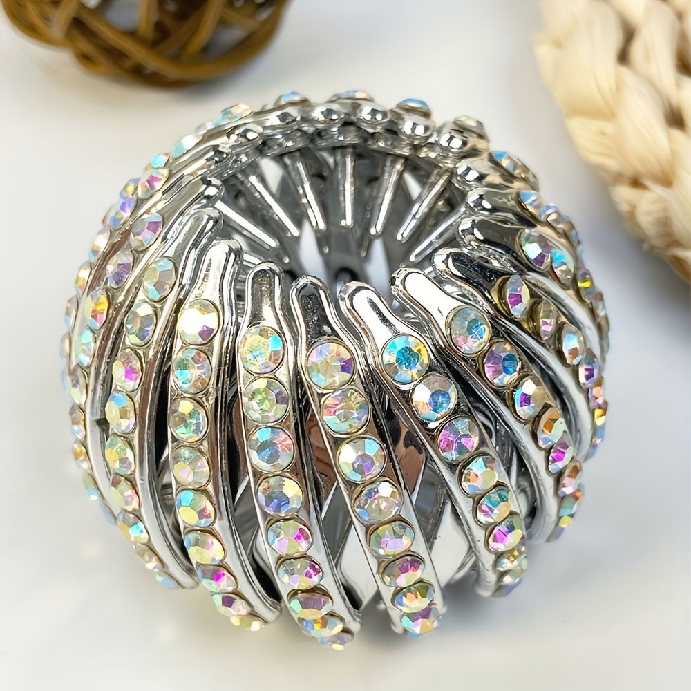 Shimmering Rhinestone Hair Clip for Women and Girls Ponytail Holder Durable Grip
