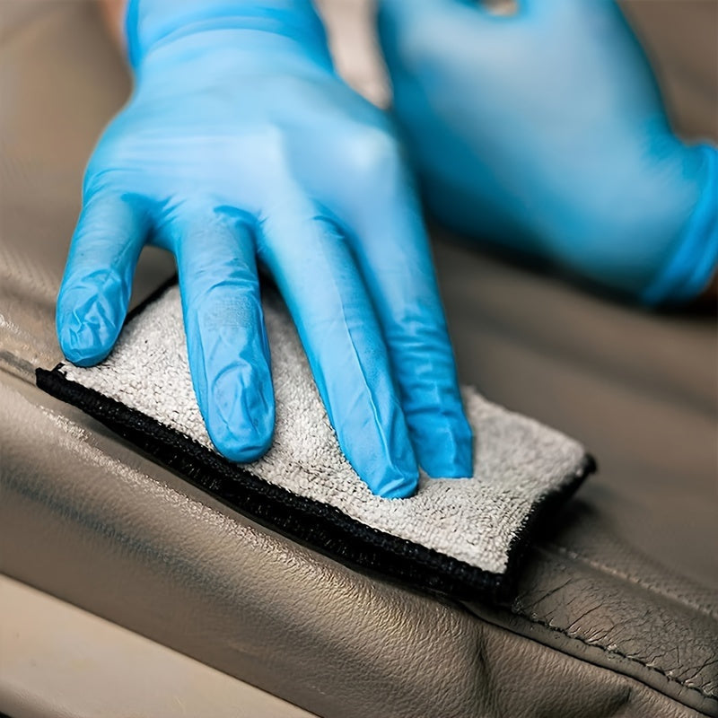 Microfiber Cleaning Sponge Dual Sided for Car, Kitchen, Faux Leather Gray