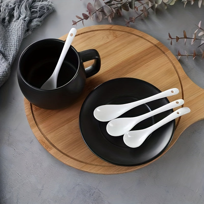 Qahva, shirinlik, yogurt va sut choyi uchun zamonaviy idishlar - 5 dyuymli oq keramika choy qoshiq.